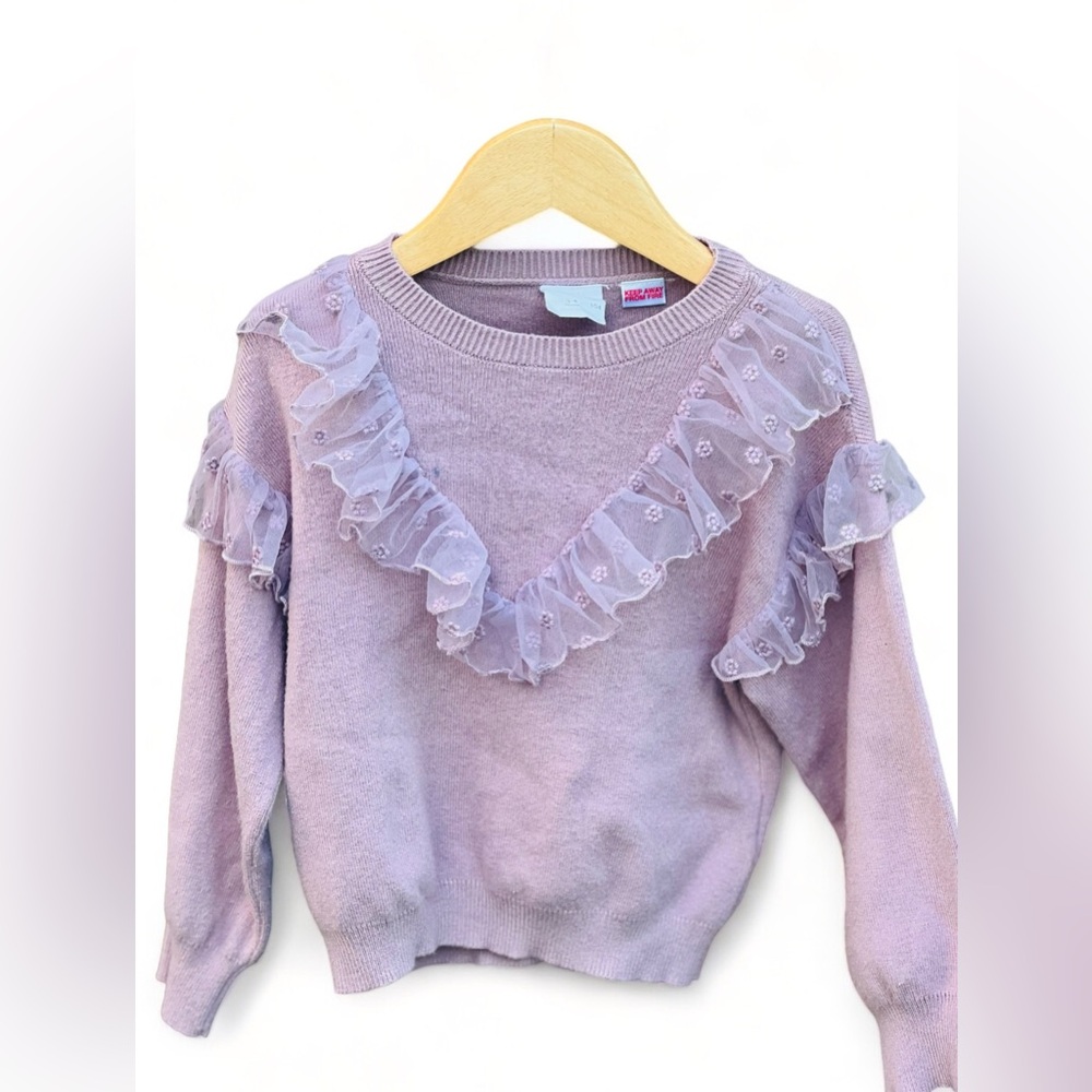 Zara kids girl’s sweater with lace ruffle detail on the front